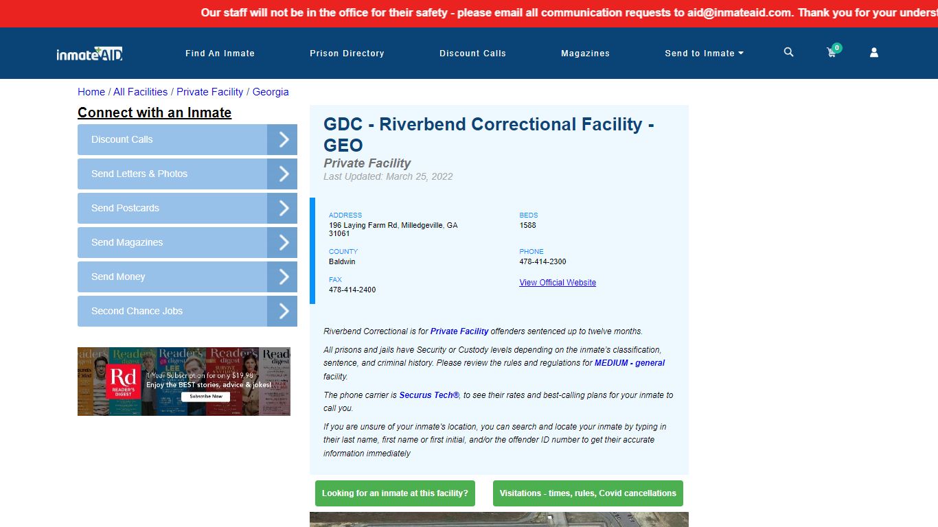 GDC - Riverbend Correctional Facility - GEO - Inmate ...