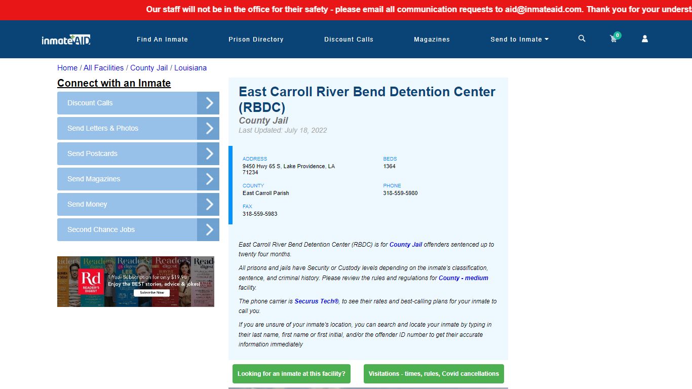 East Carroll River Bend Detention Center (RBDC) - Inmate ...